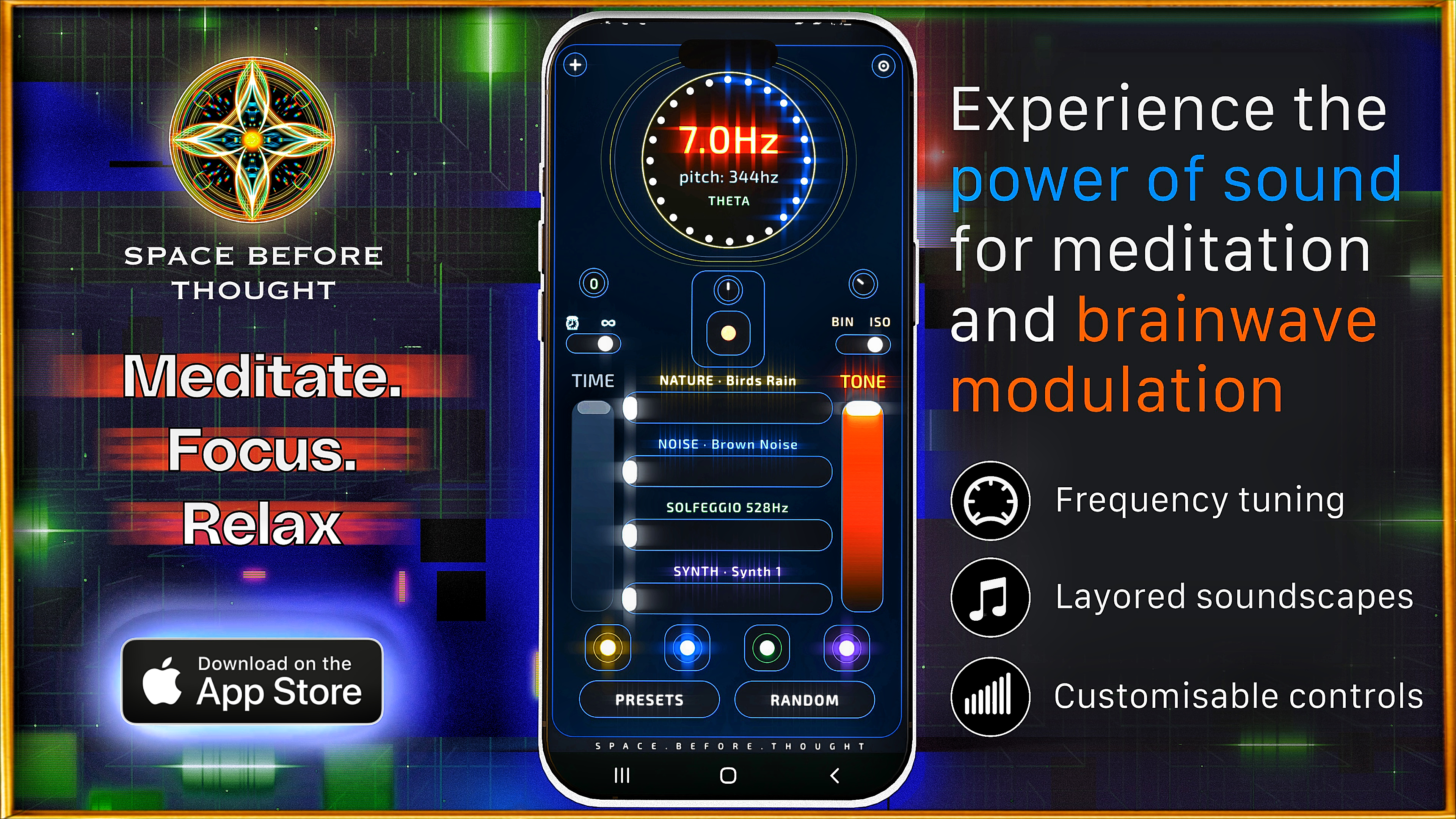 Space Before meditation and sound app visual for sleep audio and calming sessions.