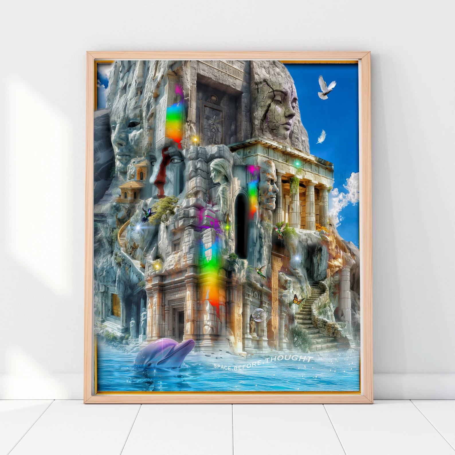 Ancient Structures Visionary Art Giclee Etsy listing preview with surreal architecture and cosmic colour.