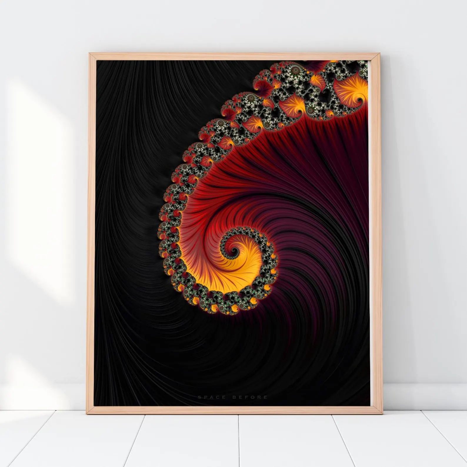 Black Fractal Giclee Poster Etsy listing preview with dark psychedelic mathematical art.